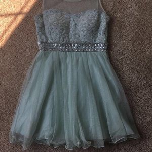 Seafoam color dress. With mesh top. Beaded top
